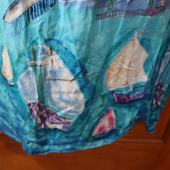 C.M. Shapes Vintage 90s Sailboat Art To Wear Maxi Dress USA Large - Picture 10 of 16